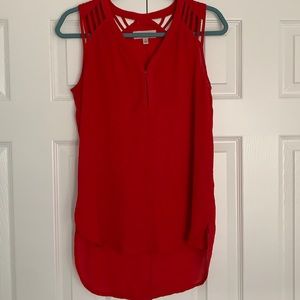 Red Philosophy Sleeveless High Low Shirt